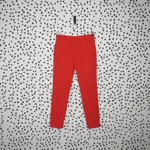 Zara Red Slim Fit Tailored Ankle Trousers Pants